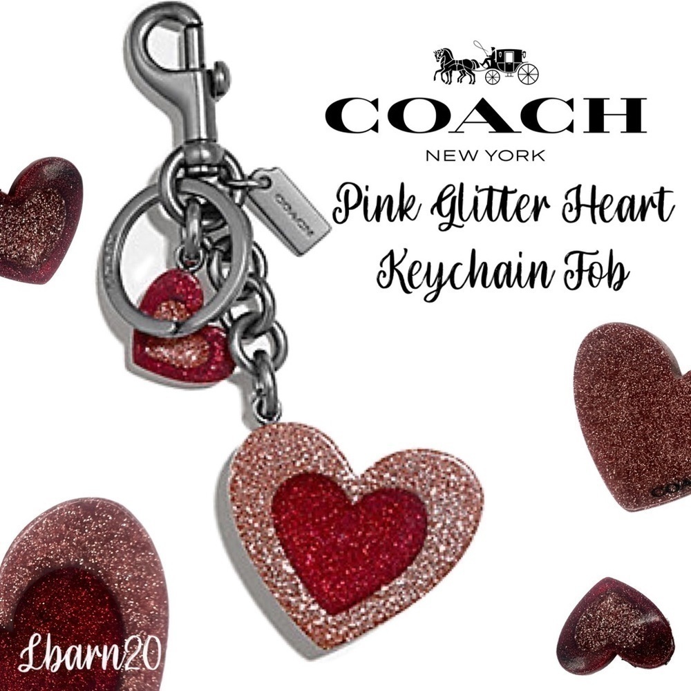 Coach Heart Resin Dangle Valentine Keychain Charm Fob NWT F40683 - Picture 2 of 7